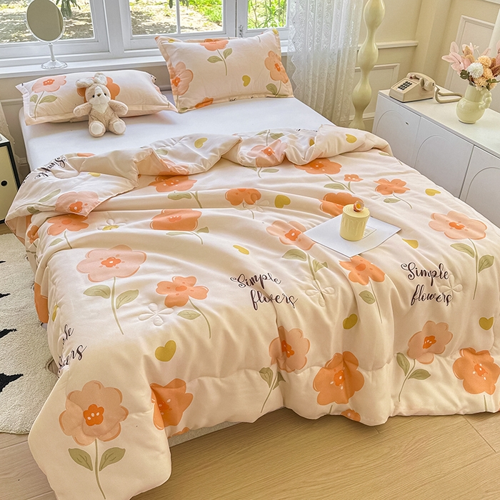 91家纺网 家纺一手货源 找家纺 友承家纺 2025新款A类母婴级大豆夏被夏凉被空调被 初夏桔粉