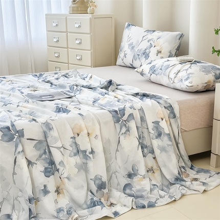 91家纺网 家纺一手货源 找家纺 （总）青螺家纺 2025新款凉感丝艾草抗菌驱蚊夏凉被空调被3D时尚数码花卉卡通被子（支持质检）