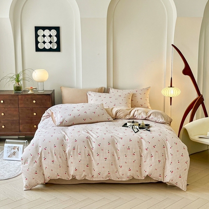 91家纺网 家纺一手货源 找家纺 （总）优米家纺 2025新款色织双层纱木棉四件套