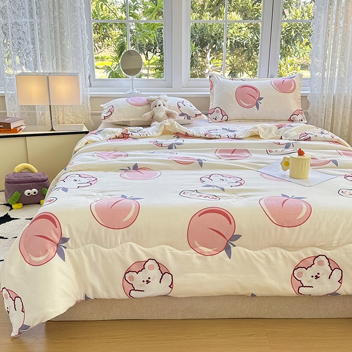 91家纺网 家纺一手货源 找家纺 友承家纺 2025新款A类母婴级大豆夏被夏凉被空调被 桃桃熊