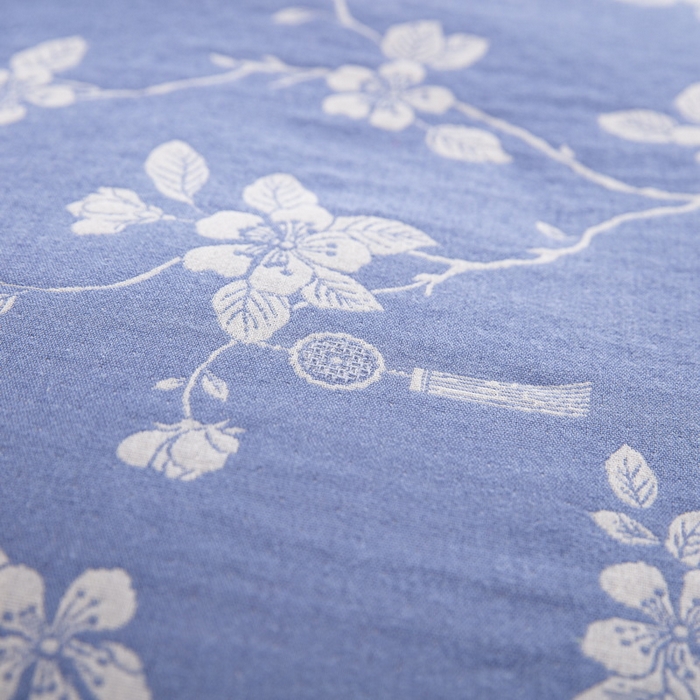 91家纺网 家纺一手货源 找家纺 鲁爱家纺供货 2025新款全棉色织双层纱纽扣四件套 春晖-浅兰