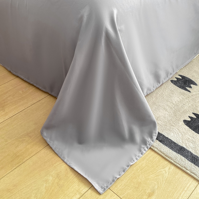 91家纺网 家纺一手货源 找家纺 乐沐家纺 2024新款夏季水洗冰丝四件套水洗真丝纯色双拼单被套-风格二 魔法灰白