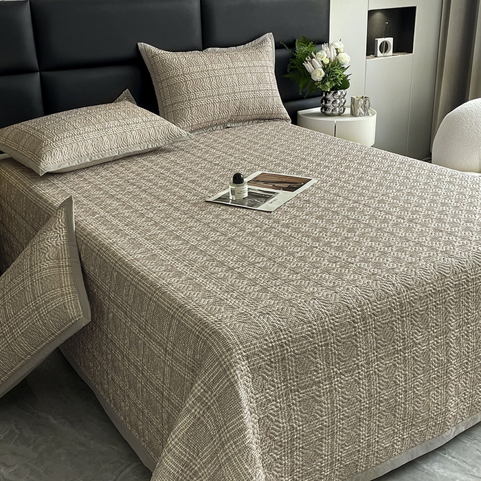 91家纺网 家纺一手货源 找家纺 大渔生活 2025新款磨毛夹棉床盖 养心格