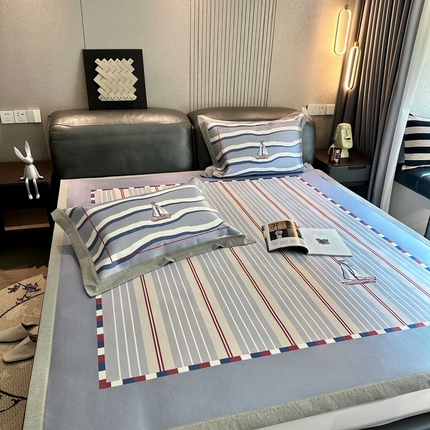 91家纺网 家纺一手货源 找家纺 （总） 橘滋家纺 2025夏日高端A类原创设计轻奢卡通简约数码冰丝席高级凉席-床席床笠