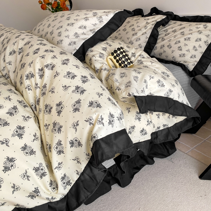 91家纺网 家纺一手货源 找家纺 （总）乐沐家纺 2025新款法式花边夹棉床盖四件套