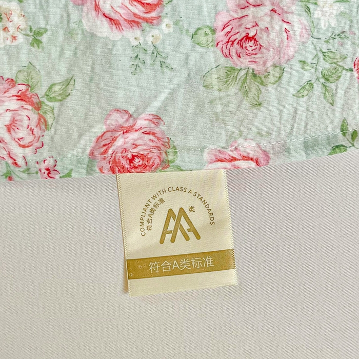 91家纺网 家纺一手货源 找家纺 优米家纺 2025新款ins小清新双层纱印花床单 牡丹花开