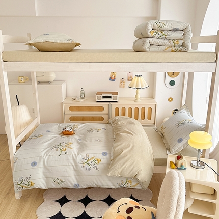 卡普 2025新款爆款加厚卡通小清新全棉纯棉学生宿舍三件套床笠隔天可拿穗满满