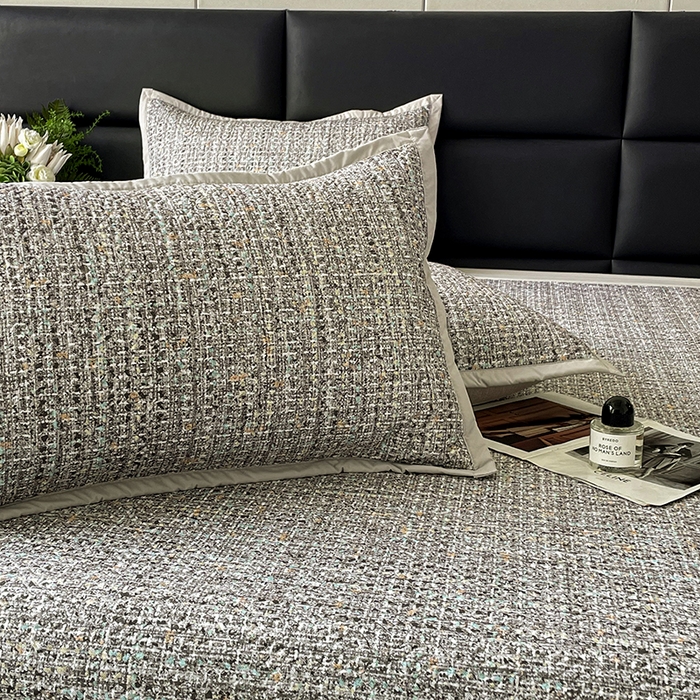 91家纺网 家纺一手货源 找家纺 大渔生活 2025新款磨毛夹棉床盖 御典灰