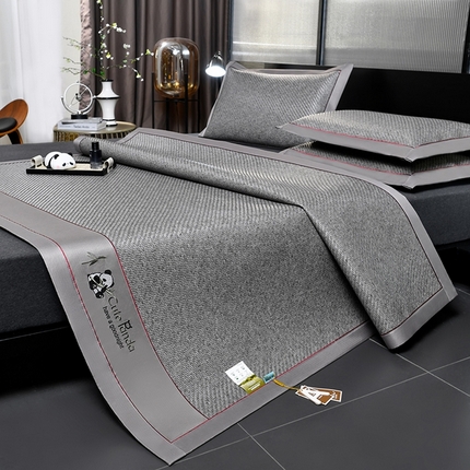 （总）小牛席业 2025新款PE冷感霸王藤系列熊猫刺绣款凉席藤席冰藤席冰丝席竹席空调席草席乳胶席豆豆席三件套