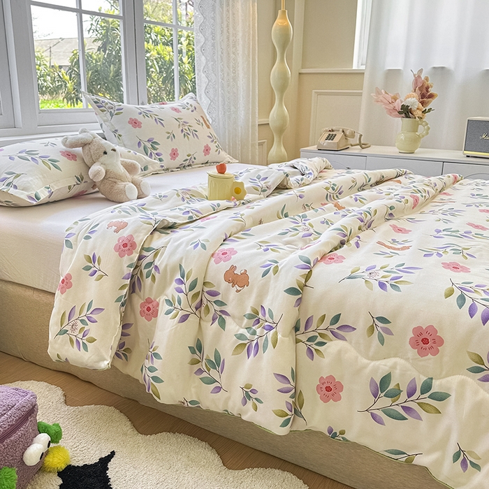 91家纺网 家纺一手货源 找家纺 友承家纺 2025新款A类母婴级大豆夏被夏凉被空调被 莫妮卡