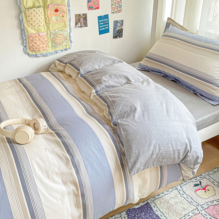 91家纺网 家纺一手货源 找家纺 卡普 2025新款爆款加厚卡通小清新全棉纯棉学生宿舍三件套床笠隔天可拿乔南