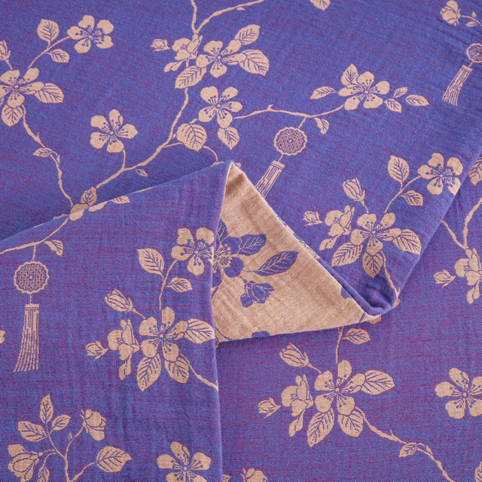 91家纺网 家纺一手货源 找家纺 鲁爱家纺供货 2025新款全棉色织双层纱纽扣四件套 春晖-紫罗兰