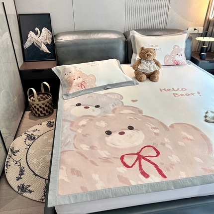 91家纺网 家纺一手货源 找家纺 （总） 橘滋家纺 2025夏日高端A类原创设计轻奢卡通简约数码冰丝席高级凉席-床席床笠