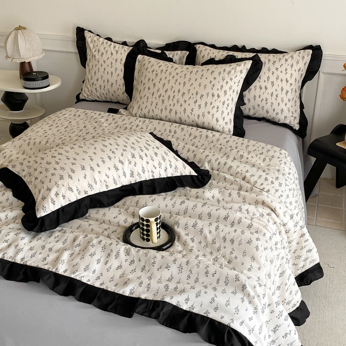 91家纺网 家纺一手货源 找家纺 乐沐家纺 2025新款法式花边夏被四件套 夏被-简韵