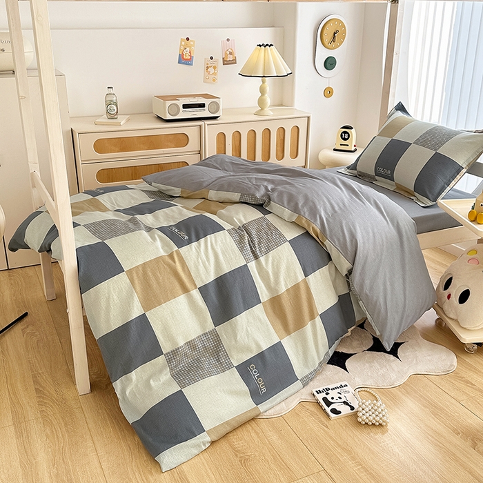 91家纺网 家纺一手货源 找家纺 卡普 2025新款爆款加厚卡通小清新全棉纯棉学生宿舍三件套床笠隔天可拿雅格