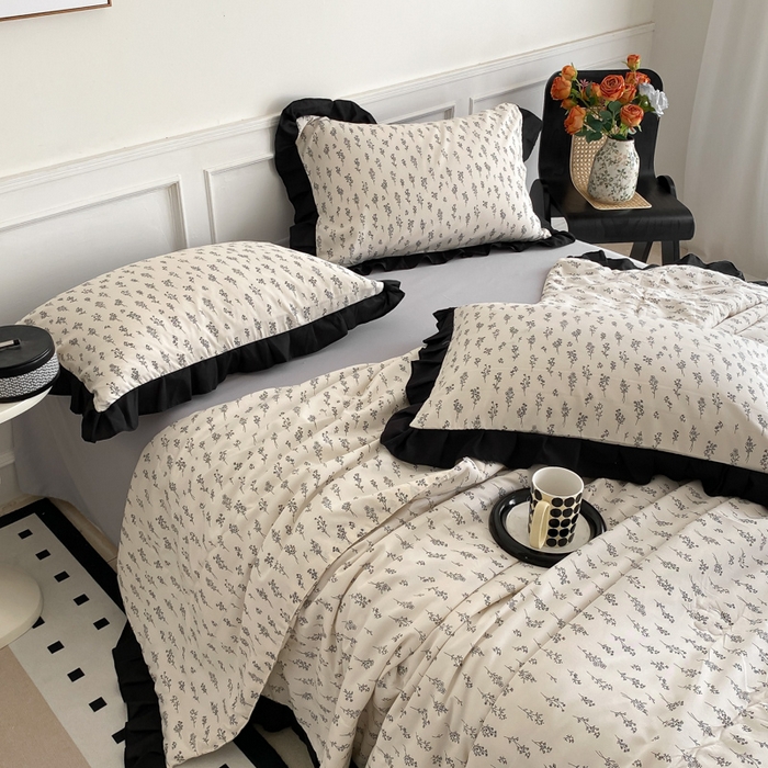 91家纺网 家纺一手货源 找家纺 乐沐家纺 2025新款法式花边夏被四件套 夏被-简韵