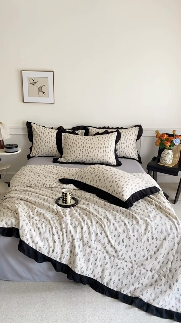 91家纺网 家纺一手货源 找家纺 乐沐家纺 2025新款法式花边夏被四件套 夏被-简韵