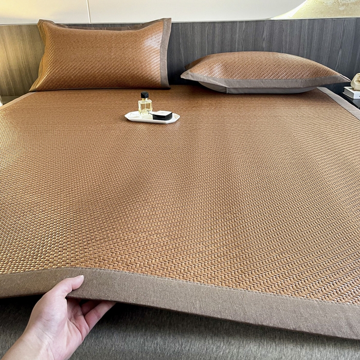 91家纺网 家纺一手货源 找家纺 阿牛席业 2025新款舒爽藤席系列-E-PE藤席 PE霸王藤-咖色