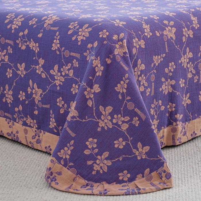 91家纺网 家纺一手货源 找家纺 鲁爱家纺供货 2025新款全棉色织双层纱纽扣四件套 春晖-紫罗兰