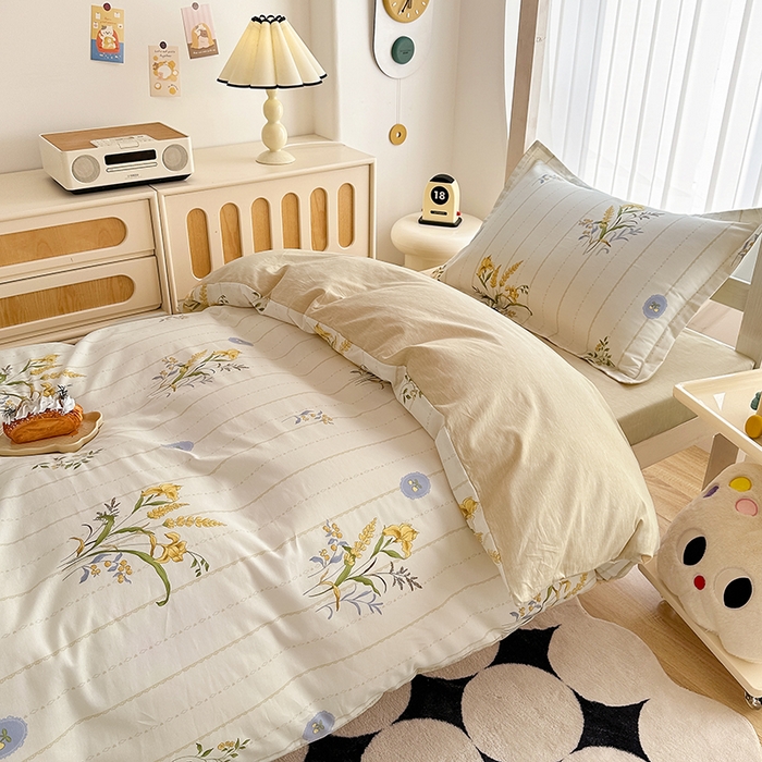 91家纺网 家纺一手货源 找家纺 卡普 2025新款爆款加厚卡通小清新全棉纯棉学生宿舍三件套床笠隔天可拿穗满满