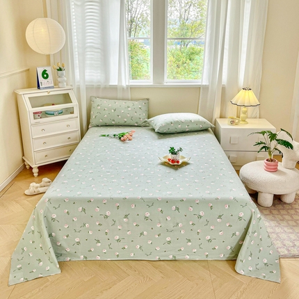 优米家纺 2025新款ins小清新双层纱印花床单 午后蔷薇