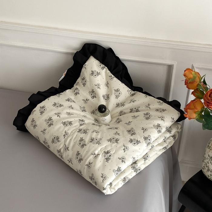 91家纺网 家纺一手货源 找家纺 乐沐家纺 2025新款法式花边夏被四件套 夏被-晨曦