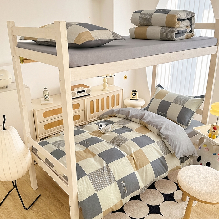 91家纺网 家纺一手货源 找家纺 卡普 2025新款爆款加厚卡通小清新全棉纯棉学生宿舍三件套床笠隔天可拿雅格