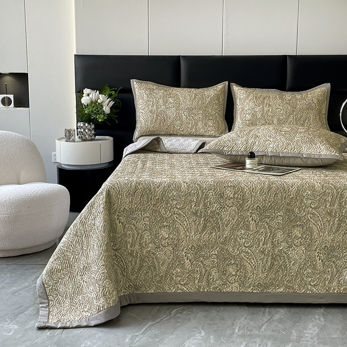 91家纺网 家纺一手货源 找家纺 大渔生活 2025新款磨毛夹棉床盖 流金岁月