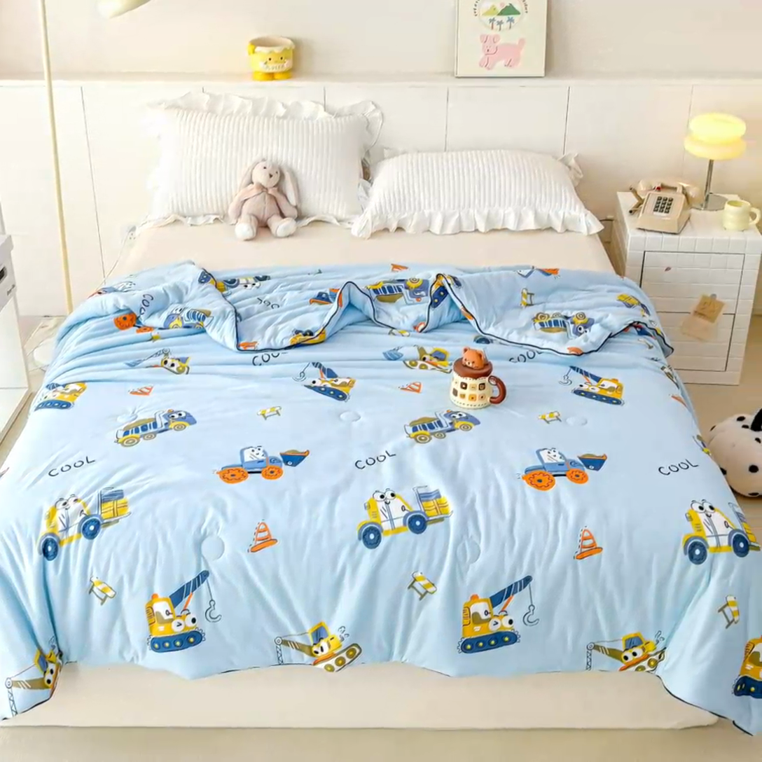 91家纺网 家纺一手货源 找家纺 龙图家纺 2025新款A类母婴针织棉夏被印花卡通凉感丝夏凉被空调被 玩具总动员