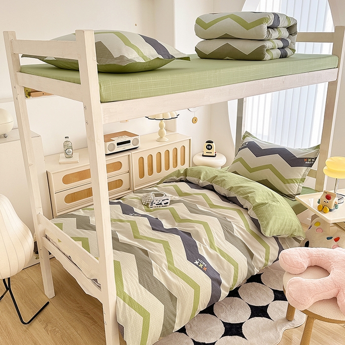 91家纺网 家纺一手货源 找家纺 卡普 2025新款爆款加厚卡通小清新全棉纯棉学生宿舍三件套床笠隔天可拿欧利