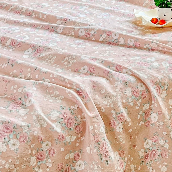 91家纺网 家纺一手货源 找家纺 优米家纺 2025新款ins小清新双层纱印花床单 梦回花海