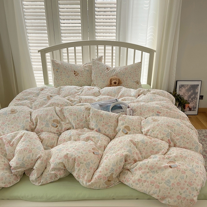 91家纺网 家纺一手货源 找家纺 （总）瑞莱 2025夏季新款全棉纯棉有氧双层纱四件套