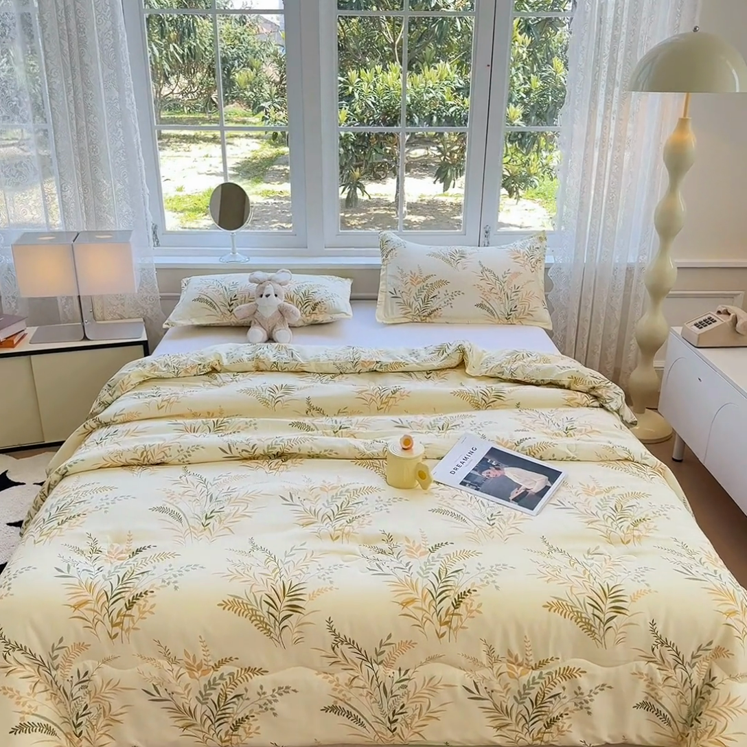 91家纺网 家纺一手货源 找家纺 友承家纺 2025新款A类母婴级大豆夏被夏凉被空调被 芳草