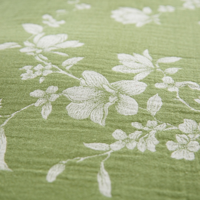 91家纺网 家纺一手货源 找家纺 鲁爱家纺供货 2025新款全棉色织双层纱纽扣四件套 喜上眉梢-绿