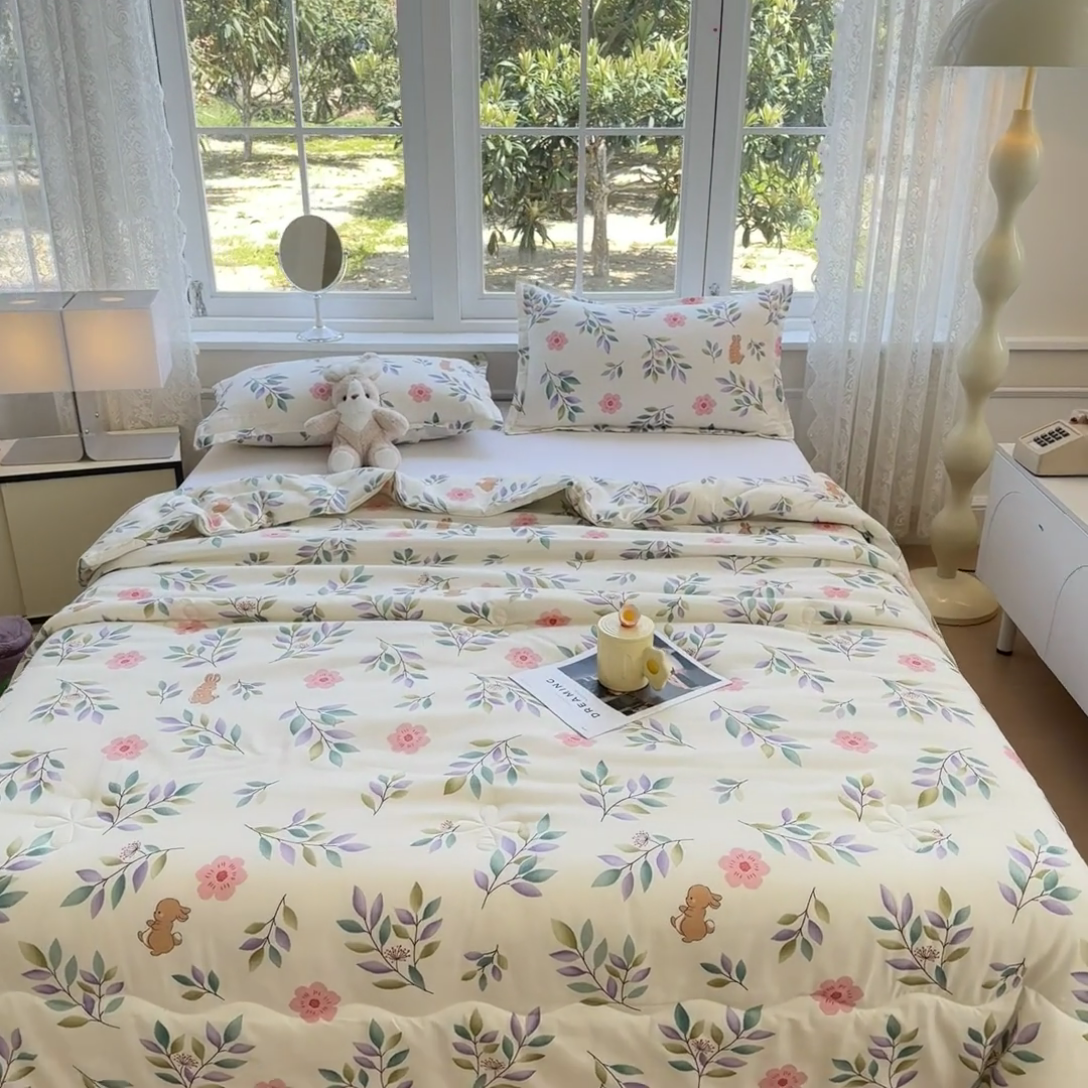 91家纺网 家纺一手货源 找家纺 友承家纺 2025新款A类母婴级大豆夏被夏凉被空调被 莫妮卡