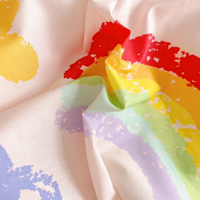 91家纺网 家纺一手货源 找家纺 梵赫 2025新款卡通全棉A类夹棉两用幼儿园儿童夏被被套 彩虹