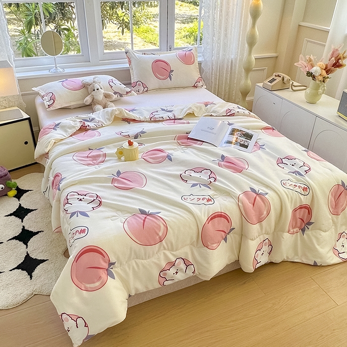 91家纺网 家纺一手货源 找家纺 友承家纺 2025新款A类母婴级大豆夏被夏凉被空调被 桃桃熊