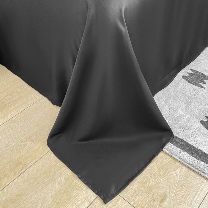 91家纺网 家纺一手货源 找家纺 乐沐家纺 2024新款夏季水洗冰丝四件套水洗真丝纯色双拼单被套-风格二 奶茶墨黑