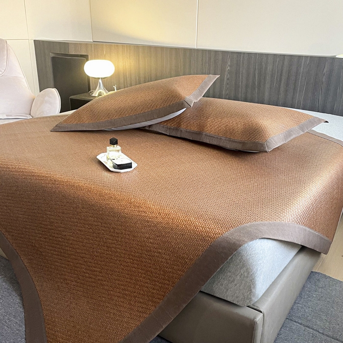 91家纺网 家纺一手货源 找家纺 阿牛席业 2025新款舒爽藤席系列-E-PE藤席 PE霸王藤-咖色