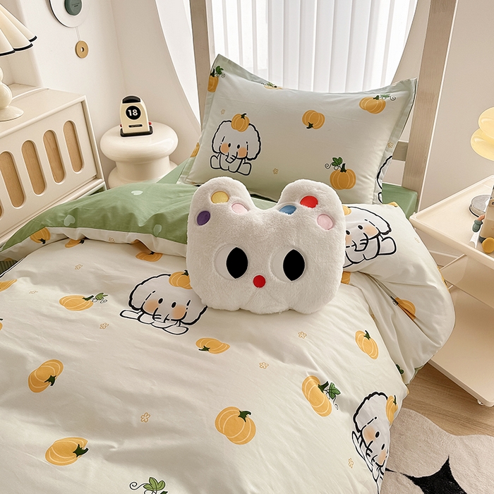 91家纺网 家纺一手货源 找家纺 卡普二店 2024新款爆款加厚卡通小清新全棉纯棉学生宿舍三件套床笠隔天可拿 南语小象