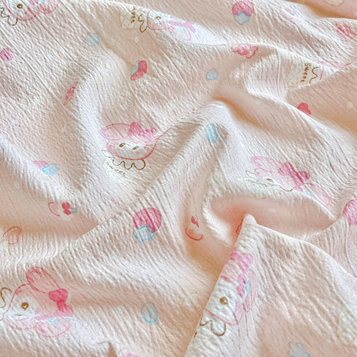 91家纺网 家纺一手货源 找家纺 优米家纺 2025新款ins小清新双层纱印花床单 美乐蒂