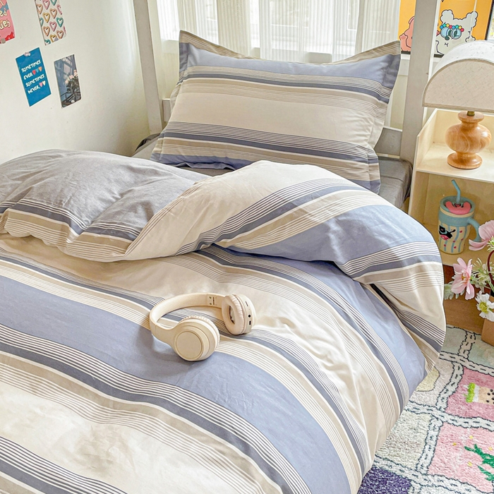 91家纺网 家纺一手货源 找家纺 卡普 2025新款爆款加厚卡通小清新全棉纯棉学生宿舍三件套床笠隔天可拿乔南