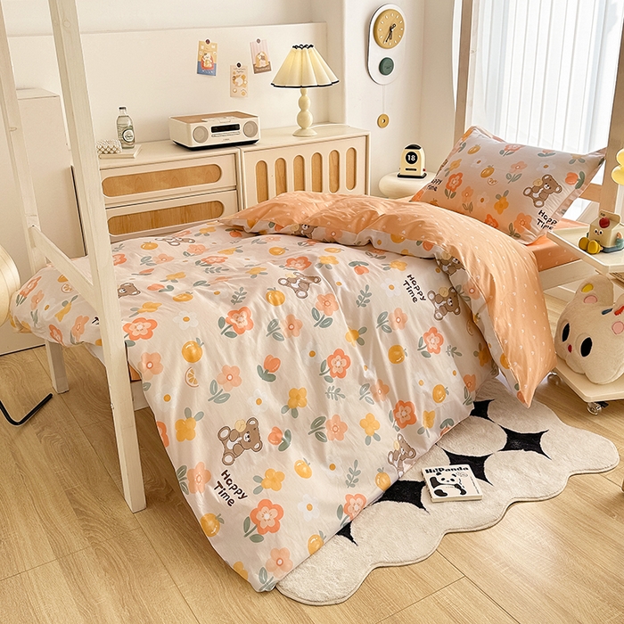 91家纺网 家纺一手货源 找家纺 卡普二店 2024新款爆款加厚卡通小清新全棉纯棉学生宿舍三件套床笠隔天可拿 秋日森林