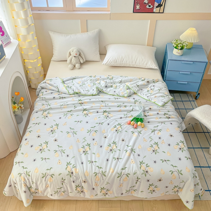 91家纺网 家纺一手货源 找家纺 龙图家纺 2025新款A类母婴针织棉夏被印花卡通凉感丝夏凉被空调被 硕果