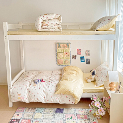 91家纺网 家纺一手货源 找家纺 （总）卡普二店 2024新款爆款加厚卡通小清新全棉纯棉学生宿舍三件套床笠隔天可拿