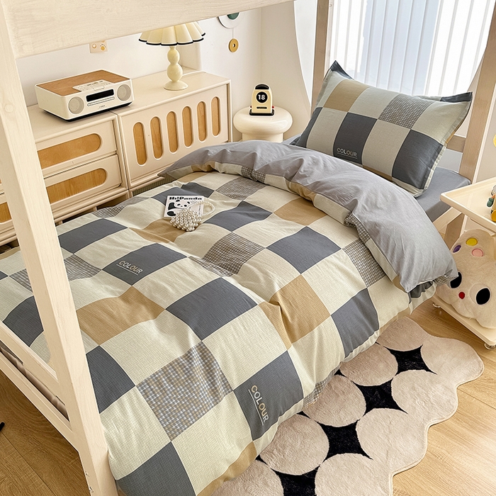 91家纺网 家纺一手货源 找家纺 卡普 2025新款爆款加厚卡通小清新全棉纯棉学生宿舍三件套床笠隔天可拿雅格