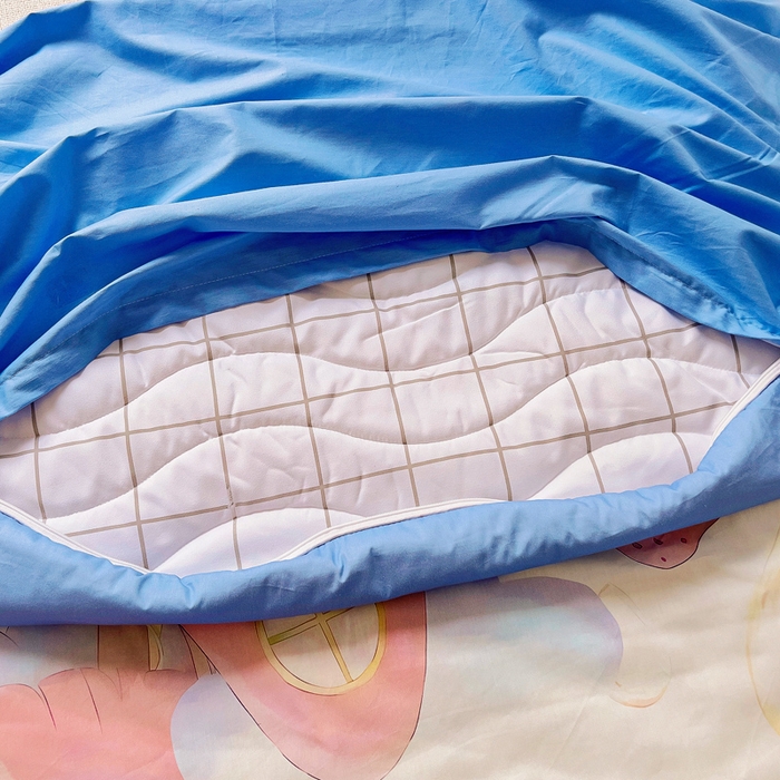 91家纺网 家纺一手货源 找家纺 梵赫 2025新款卡通全棉A类夹棉两用幼儿园儿童夏被被套 摩天轮-蓝