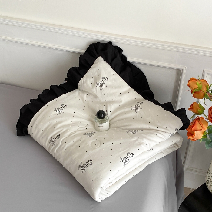 91家纺网 家纺一手货源 找家纺 乐沐家纺 2025新款法式花边夏被四件套 夏被-秘境