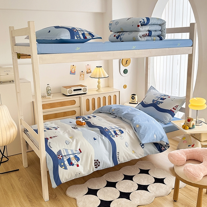 91家纺网 家纺一手货源 找家纺 卡普 2025新款爆款加厚卡通小清新全棉纯棉学生宿舍三件套床笠隔天可拿星夜号