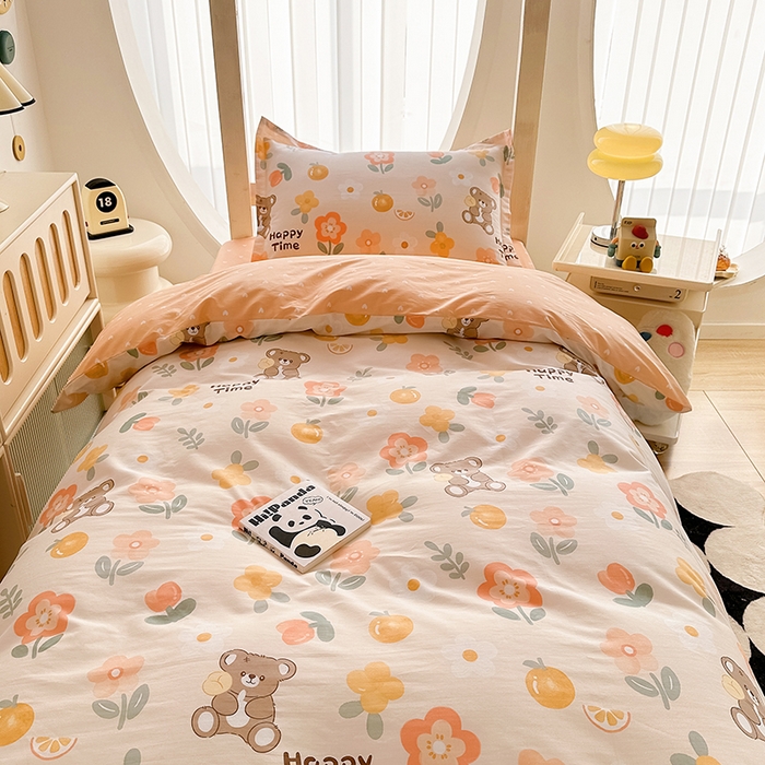 91家纺网 家纺一手货源 找家纺 卡普二店 2024新款爆款加厚卡通小清新全棉纯棉学生宿舍三件套床笠隔天可拿 秋日森林